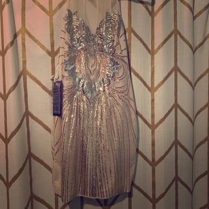 Bebe Gold Sparkly Dress